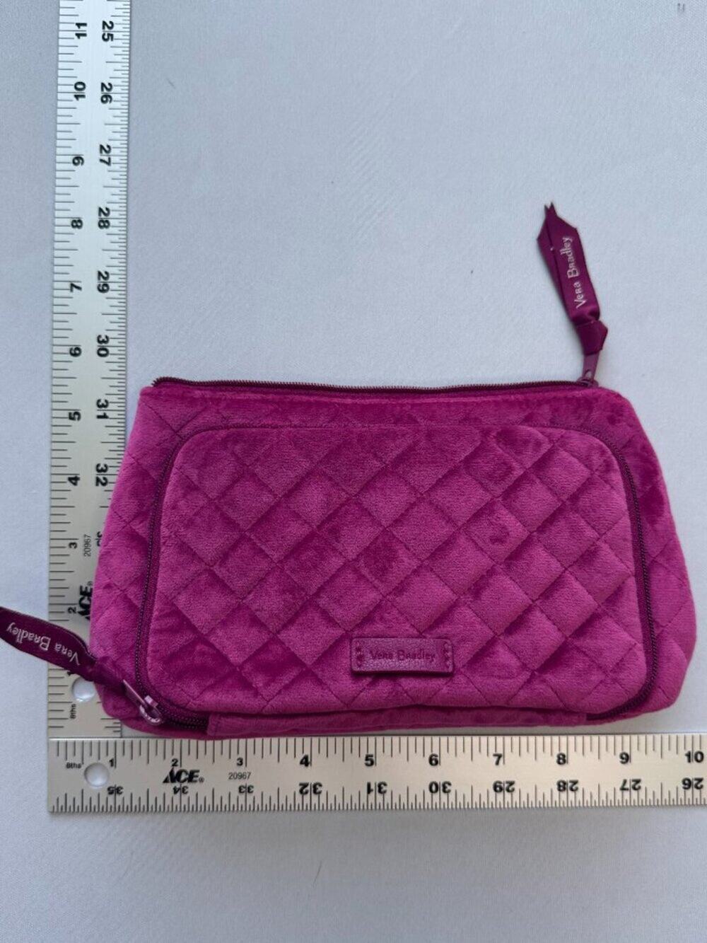 Vera Bradley Compact Organizer Majestic Magenta Quilted Velvet Cosmetic Bag